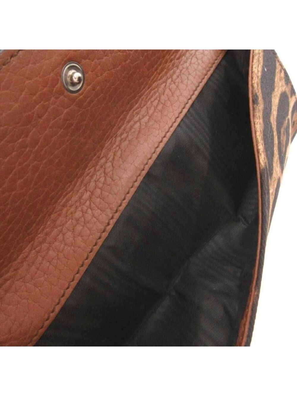 Dolce & Gabbana Wallet with Coin Purse Leopard Pattern Leather Canvas Brown - Picture 7 of 8